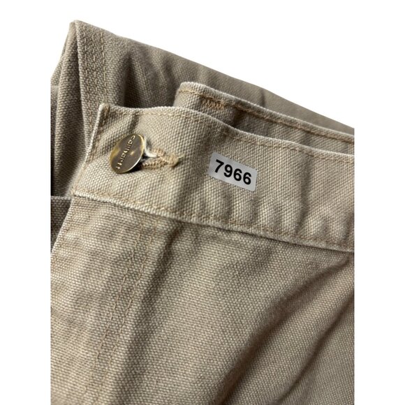 Carhartt Mens Beige Canvas Dungaree Work Pants Size 42x32 - note flaws - Picture 1 of 14